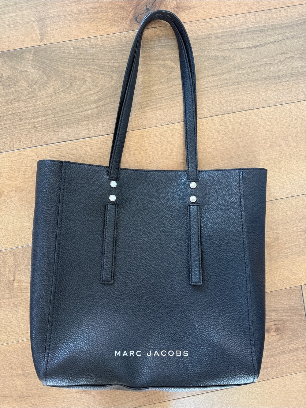 Marc Jacobs Black Pebbled Leather Tote with Logo